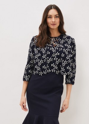 Navy / White Phase Eight Ranie Lace Jackets | 7840WGTOR