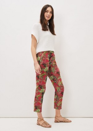 Pink Phase Eight Desta Tropical Print Trousers | 3957ZKNSL