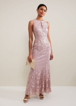 Pink Phase Eight Jaclyn Embroidered Dress | 3679EWMCK