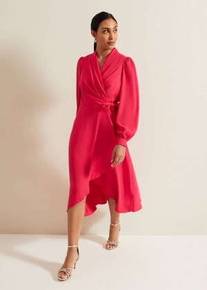 Pink Phase Eight Petite Philippa Wrap Dress | 5326HPUDQ