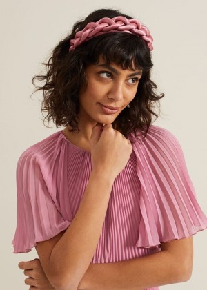 Pink Phase Eight Satin Plaited Hats | 3621XYADF