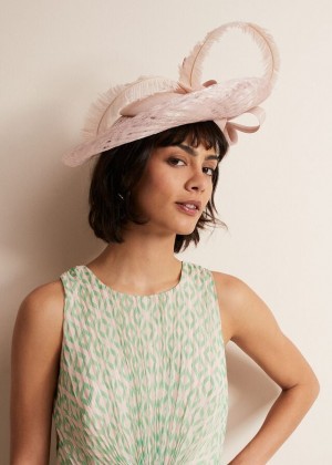 Pink Phase Eight Statement Feather Disc Fascinator Hats | 8653VKXGJ