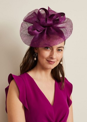 Purple Phase Eight Freeform Bow Disc Fascinator Hats | 5394ZNDEU