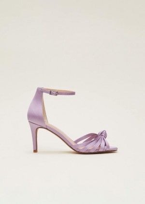 Purple Phase Eight Purple Satin Open Toe Heels | 2319IPXHD