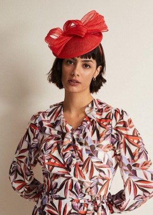 Red Phase Eight Bow Disc Fascinator Hats | 9564SPTFL