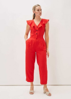 Red Phase Eight Jamilla Linen Jumpsuit | 9324HFUAG