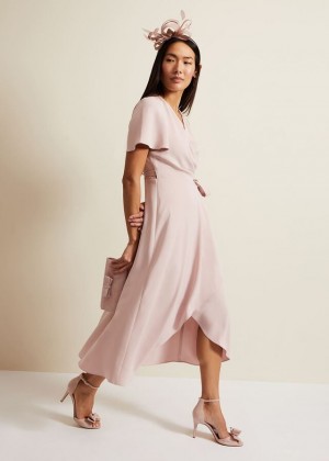 Rose Phase Eight Julissa Frill Wrap Dress | 3915MFOLI