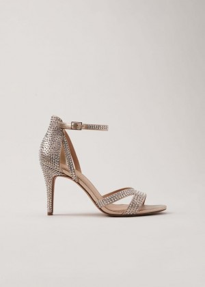 Silver Phase Eight Silver Sparkly Open Toe Heels | 5029XEPCB