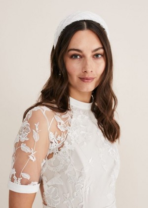 White Phase Eight Ivory Beaded Hats | 6704HKVIX