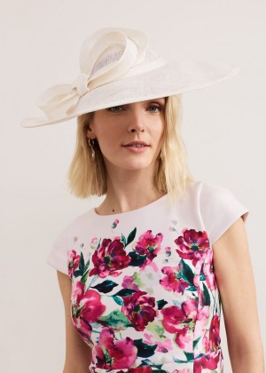White Phase Eight Ivory Bow Statement Fascinator Hats | 3807YDPRB