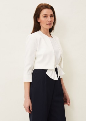 White Phase Eight Karlee Textured Occasion Jackets | 1472ECYDG