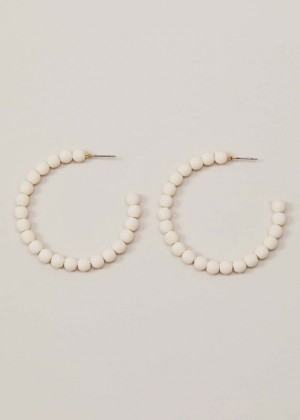 White Phase Eight Matte Bead Hoop Jewellery | 4057XSHRM