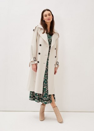 White Phase Eight Tegan Trench Coats | 6085EJHPM