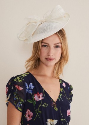 White Phase Eight White Bow Fascinator Hats | 4516PEVBU
