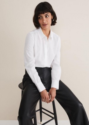 White Phase Eight White Cotton Fitted Shirts | 3071NJZUX