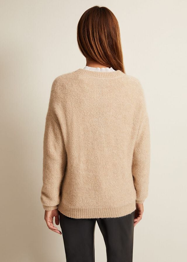 Beige Phase Eight Oakley Sequin Mohair Knitwear | 4865QPZFR