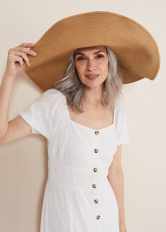 Beige Phase Eight Oversized Straw Hats | 4583DTIAL