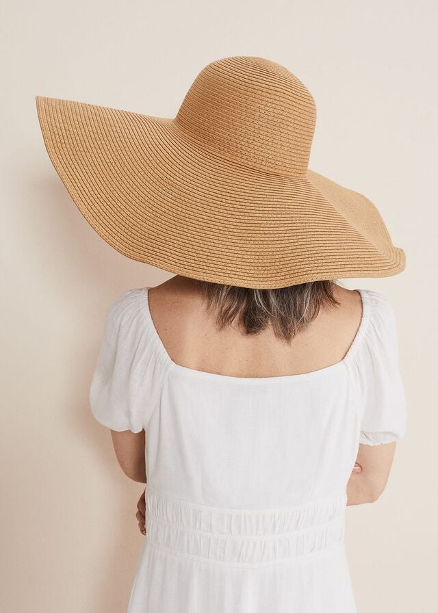 Beige Phase Eight Oversized Straw Hats | 4583DTIAL