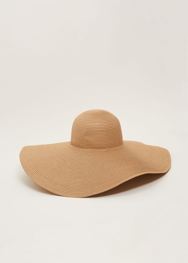 Beige Phase Eight Oversized Straw Hats | 4583DTIAL