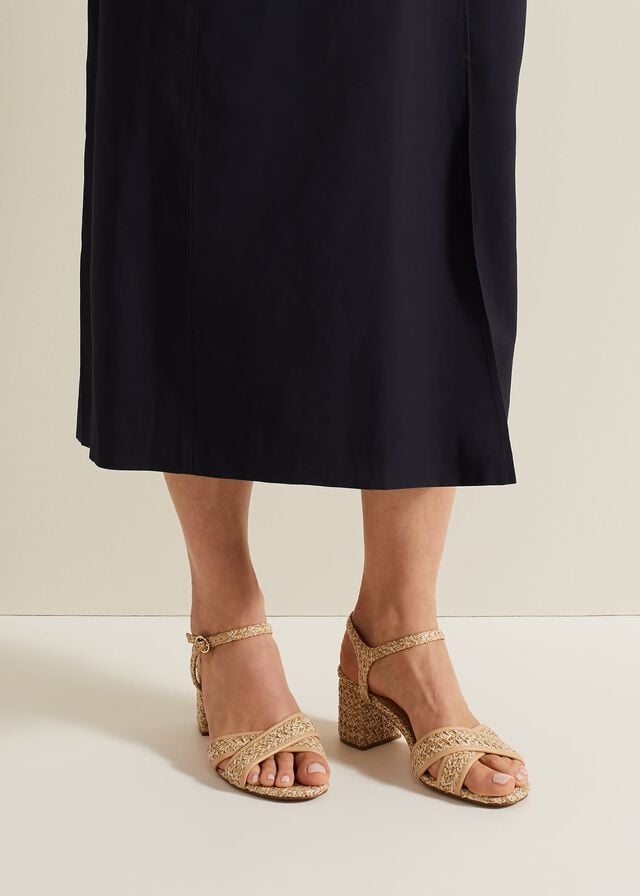 Beige Phase Eight Raffia Block Heels | 6915PBDCU