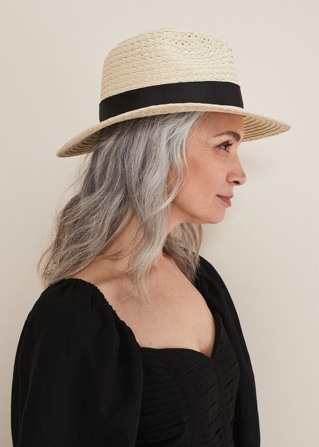 Beige Phase Eight Straw Fedora Hats | 2506NETFD