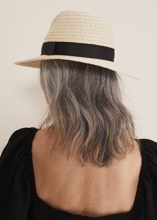 Beige Phase Eight Straw Fedora Hats | 2506NETFD