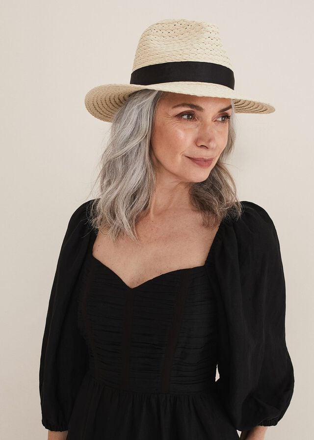 Beige Phase Eight Straw Fedora Hats | 2506NETFD