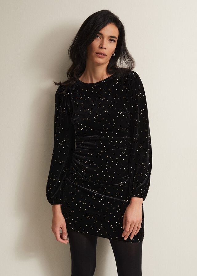 Black Phase Eight Adele Velvet Dress | 7589NRGZC