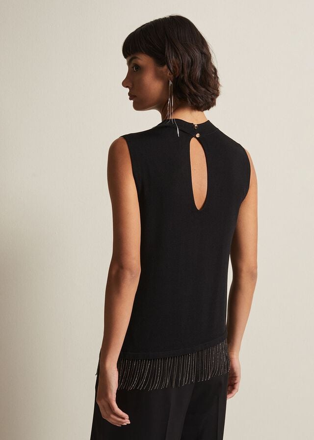 Black Phase Eight Alara Diamante Sleeveless Knitwear | 4308TMARE