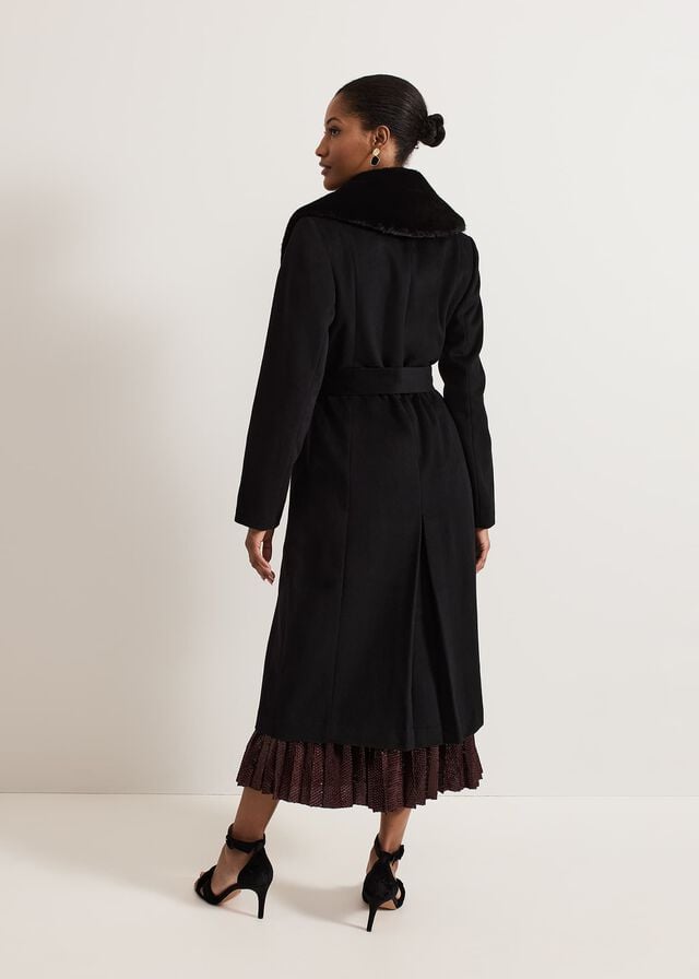 Black Phase Eight Anouk Fur Collar Event Coats | 3598HWKFU