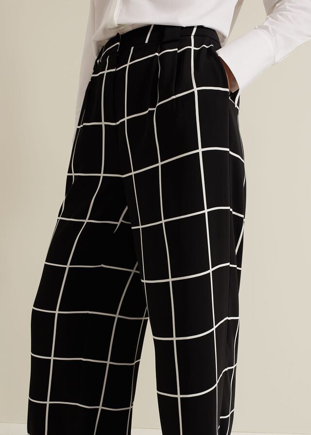 Black Phase Eight Aspen Check Wide Leg Trousers | 3609FDAEV