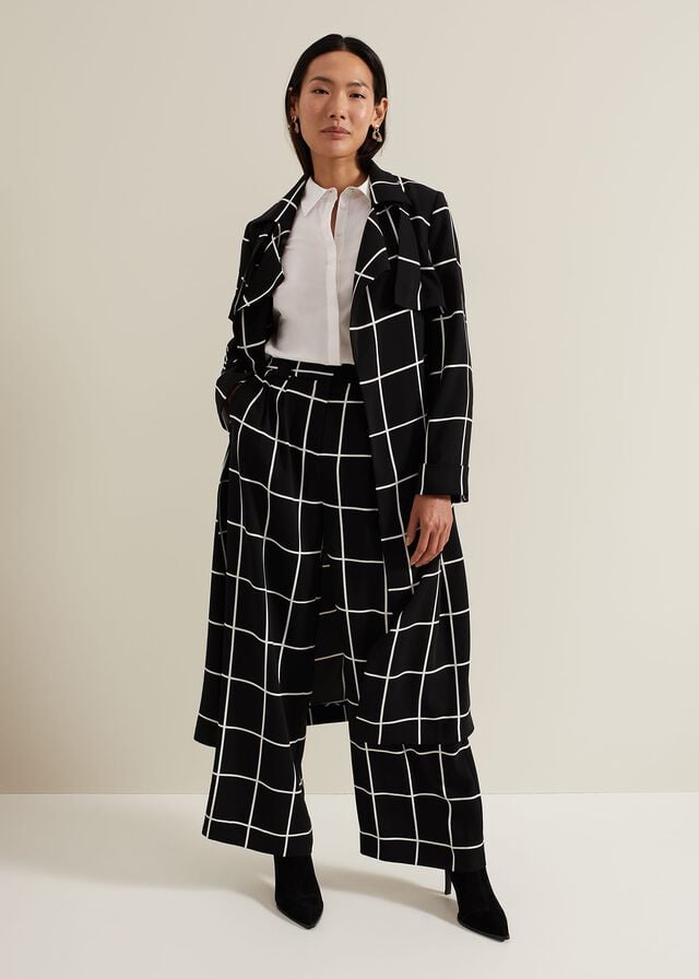 Black Phase Eight Aspen Check Wide Leg Trousers | 3609FDAEV
