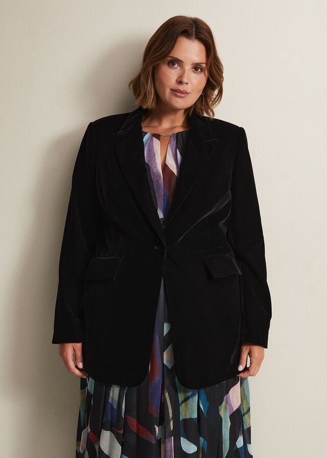 Black Phase Eight Avani Velvet Jackets | 5412OZUAF