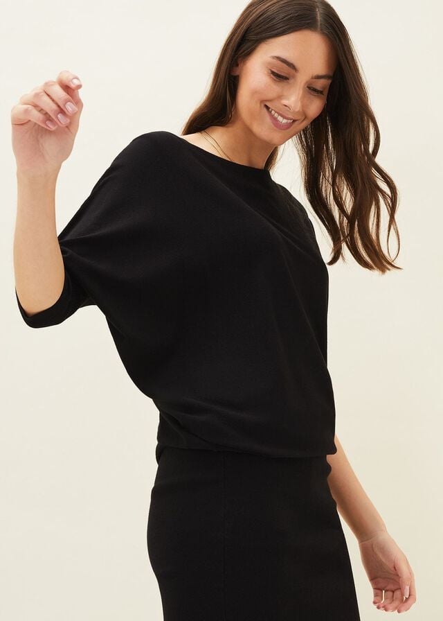 Black Phase Eight Becca Batwingted Knitwear | 7961VRPIK