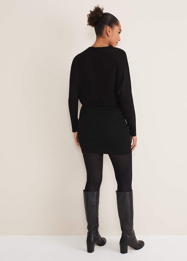 Black Phase Eight Becca Zip Neck Detail Dress | 7593DCAOP