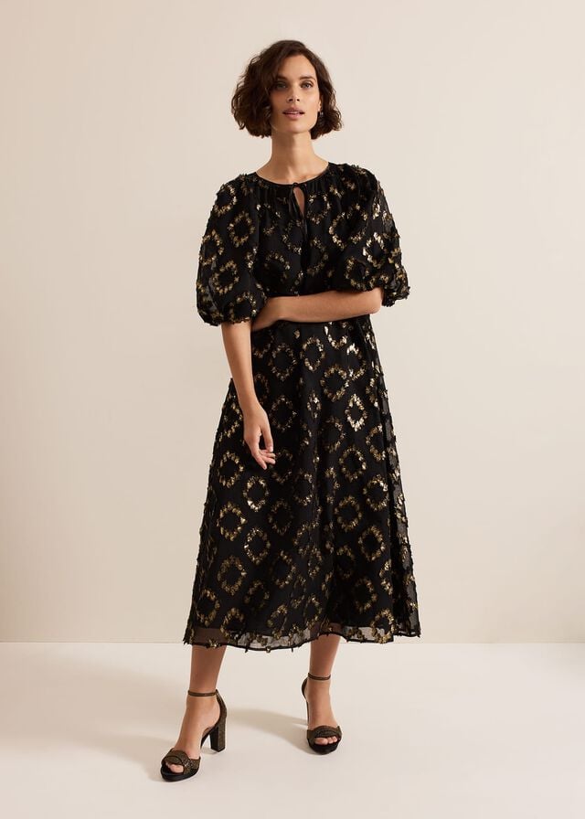 Black Phase Eight Bella Textured Dress | 5471EXLIH