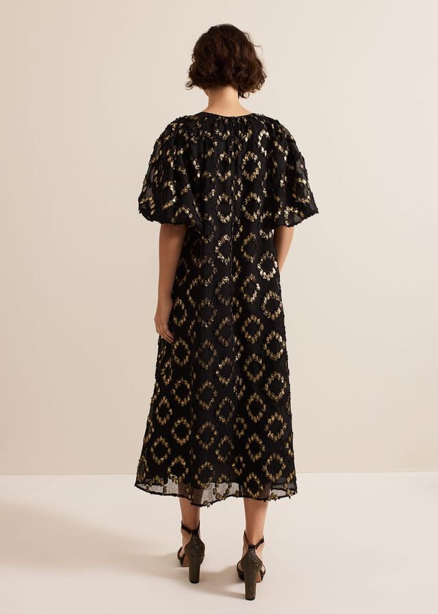 Black Phase Eight Bella Textured Dress | 5471EXLIH