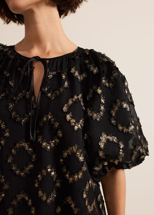 Black Phase Eight Bella Textured Dress | 5471EXLIH