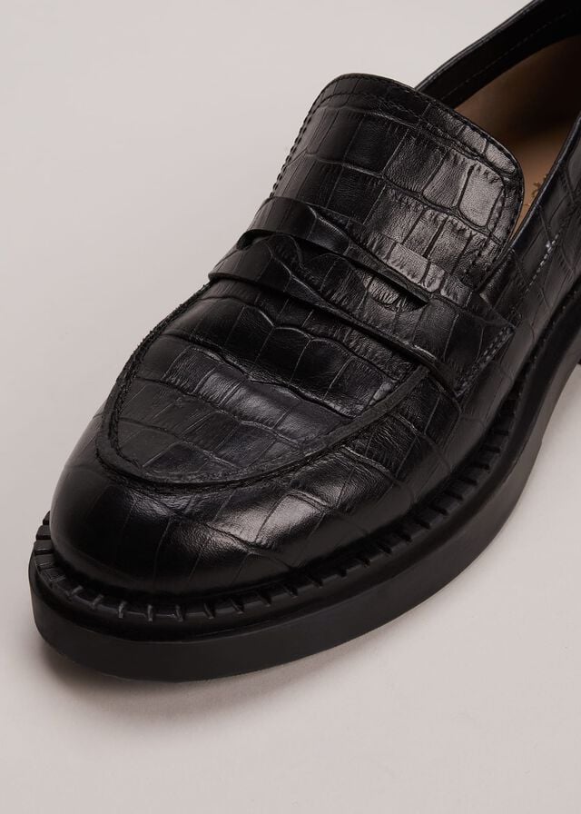 Black Phase Eight Black Chunky Flats | 7136JZBCR
