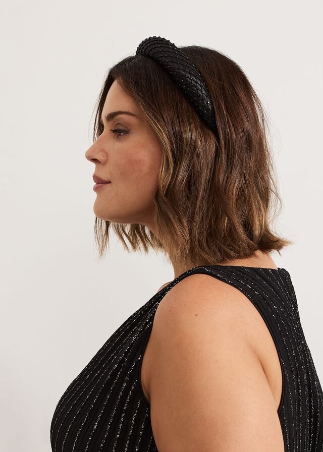 Black Phase Eight Black Embellished Hats | 6859USJQF