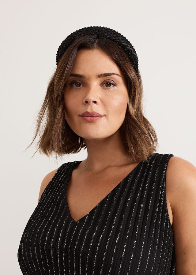 Black Phase Eight Black Embellished Hats | 6859USJQF