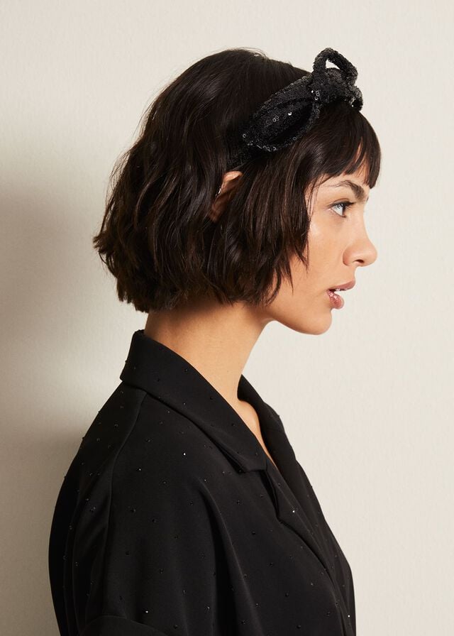 Black Phase Eight Black Sequin Hats | 8321UVABC