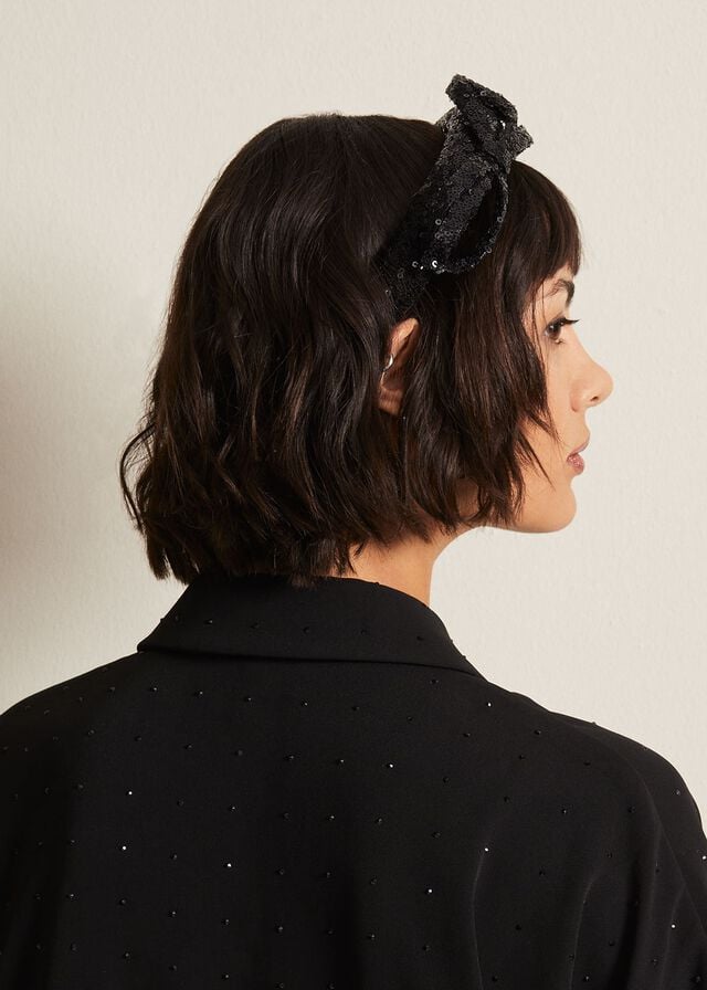 Black Phase Eight Black Sequin Hats | 8321UVABC