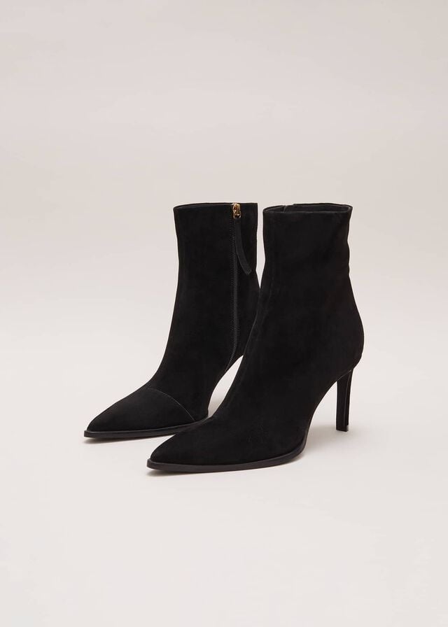 Black Phase Eight Black Suede Pointeded Boots | 2589XWTKN