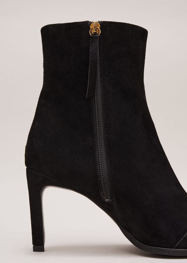 Black Phase Eight Black Suede Pointeded Boots | 2589XWTKN