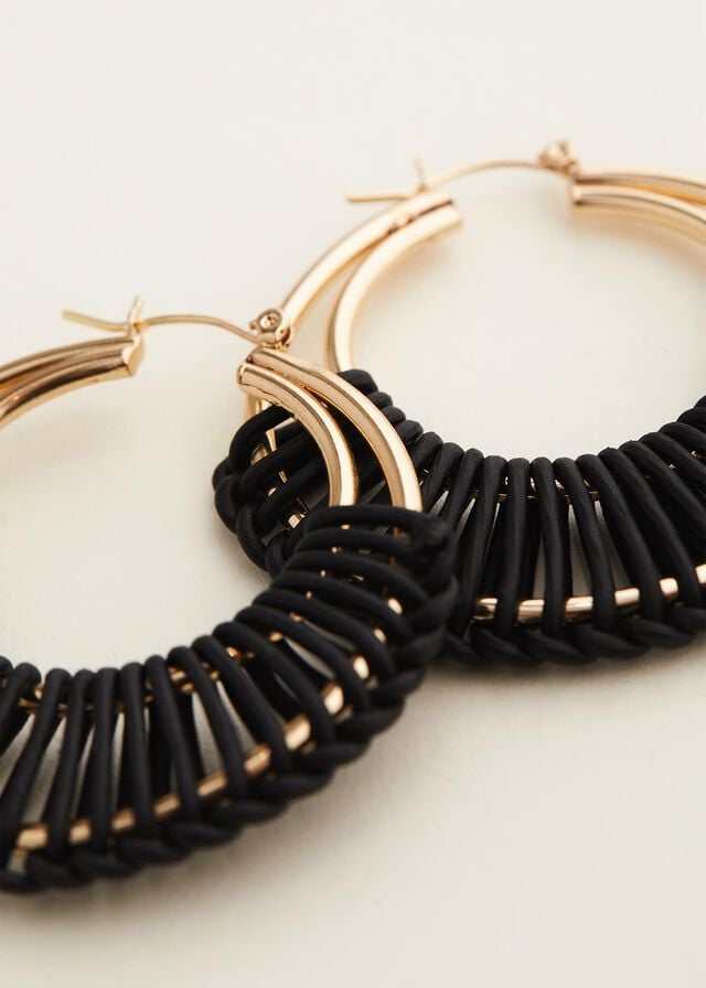Black Phase Eight Black Woven Hoop Jewellery | 9204UTGKA