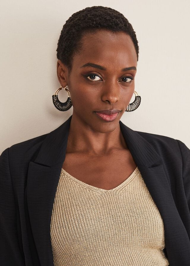 Black Phase Eight Black Woven Hoop Jewellery | 9204UTGKA