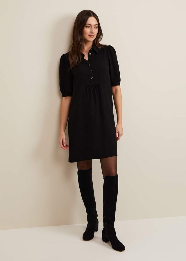 Black Phase Eight Claudia Button Swing Dress | 1579ZDIBE