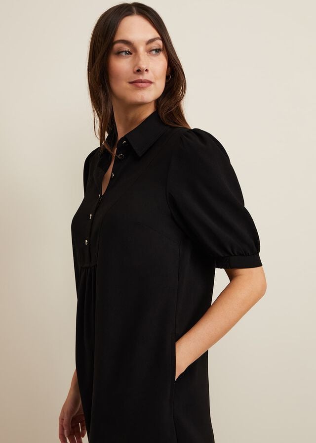 Black Phase Eight Claudia Button Swing Dress | 1579ZDIBE