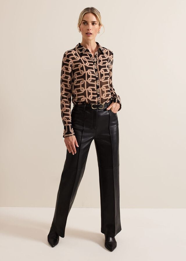Black Phase Eight Cora Chain Print T Shirts | 3628EZAWB
